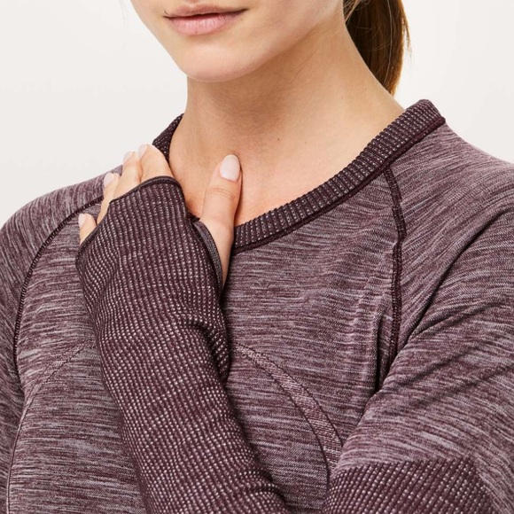 Lululemon Swiftly Wool Pullover Long Sleeve Shirt Dark Adobe/White Size 8 - Picture 4 of 14